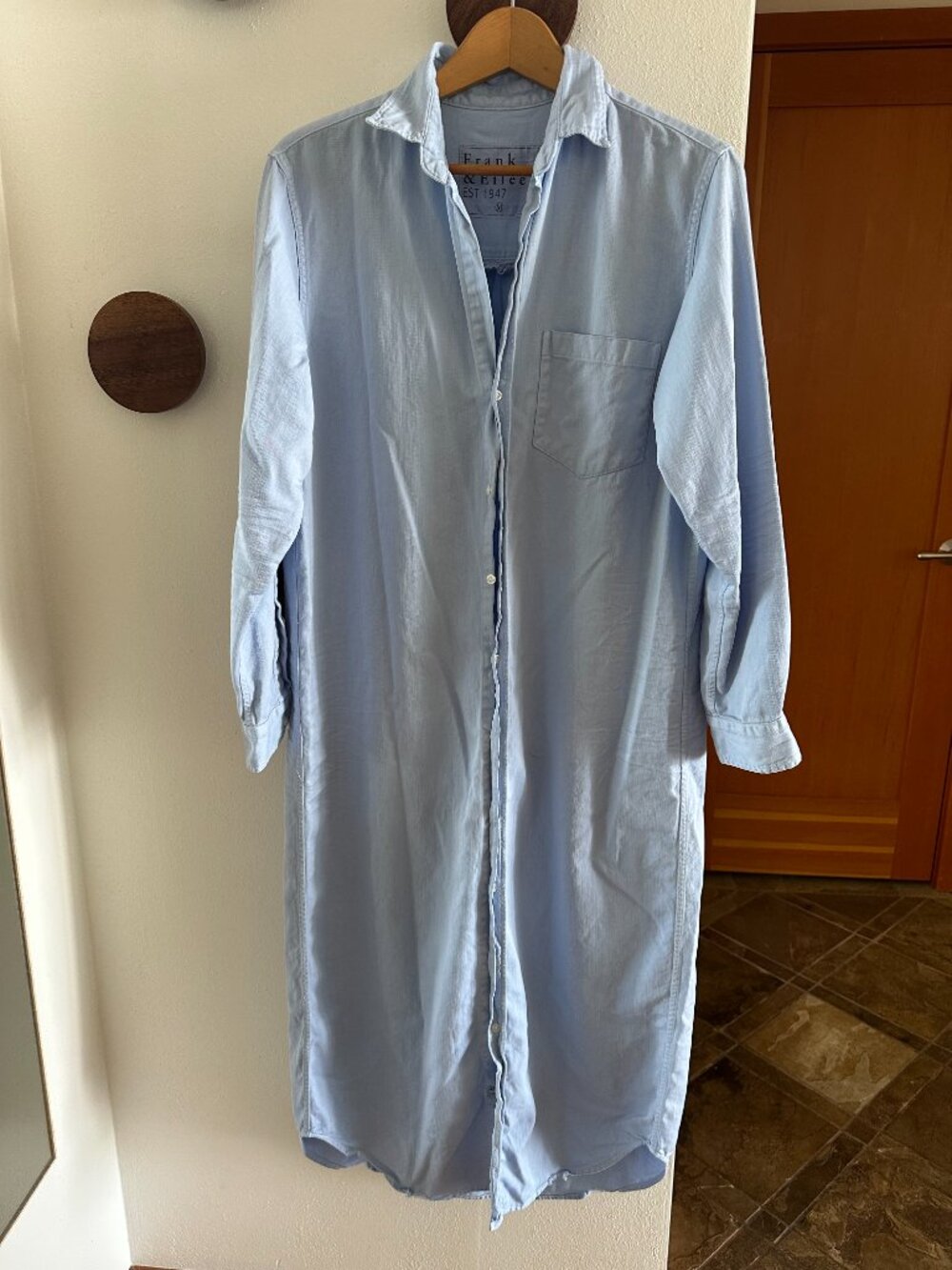 NEW FRANK & EILEEN RORY TATTERED GLR BLUE DENIM MAXI LENGTH SHIRT DRESS #3 SZ M - Picture 11 of 11